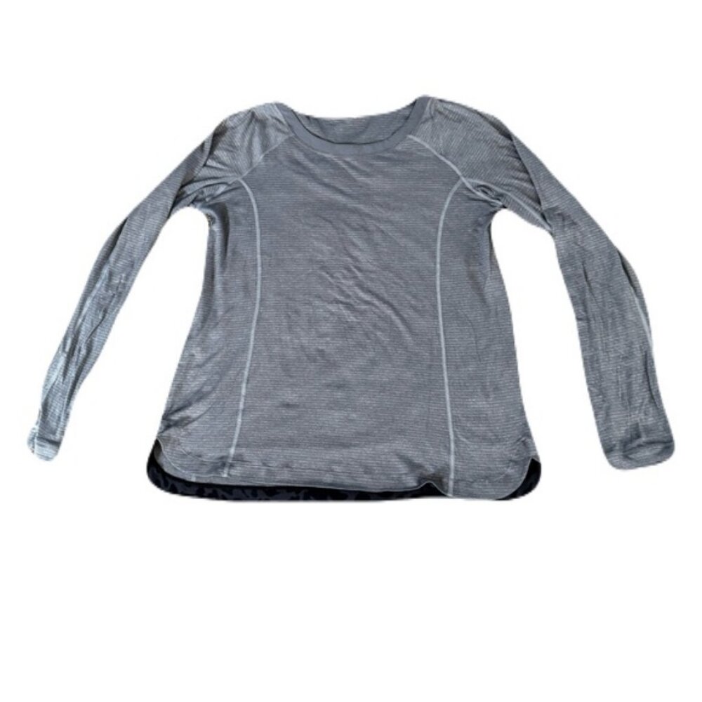Lululemon 10 Gray Striped Long Sleeve Top No Tags